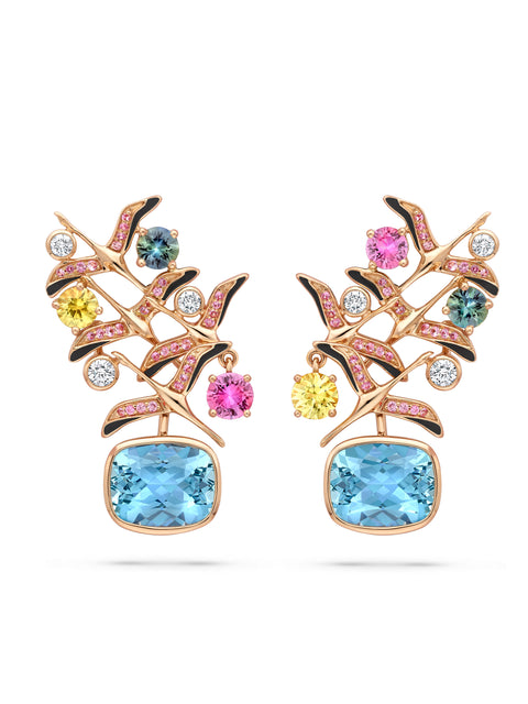 Africa Flamingo Lake Nakuru Aquamarine Rose Gold Earrings
