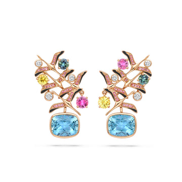 Africa Flamingo Lake Nakuru Aquamarine Rose Gold Earrings