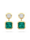 Florentine Emerald and Brilliant Diamond Yellow Gold Earrings