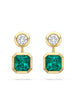 Florentine Emerald and Brilliant Diamond Yellow Gold Earrings