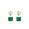 Florentine Emerald and Brilliant Diamond Yellow Gold Earrings