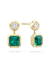 Florentine Emerald and Brilliant Diamond Yellow Gold Earrings