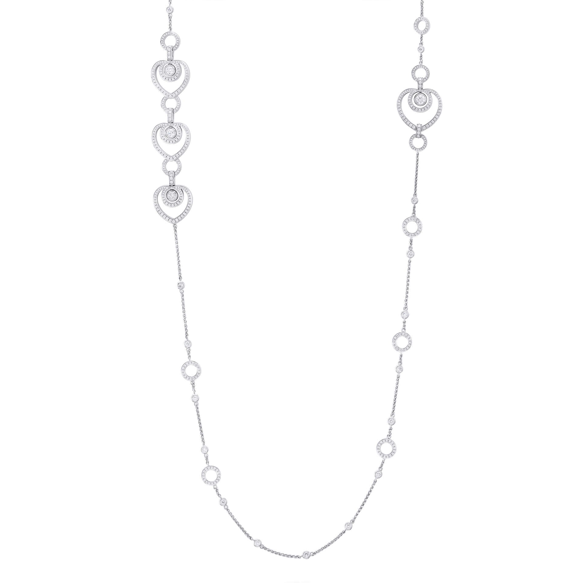 Sophie Long Open Heart Platinum Diamond Necklace