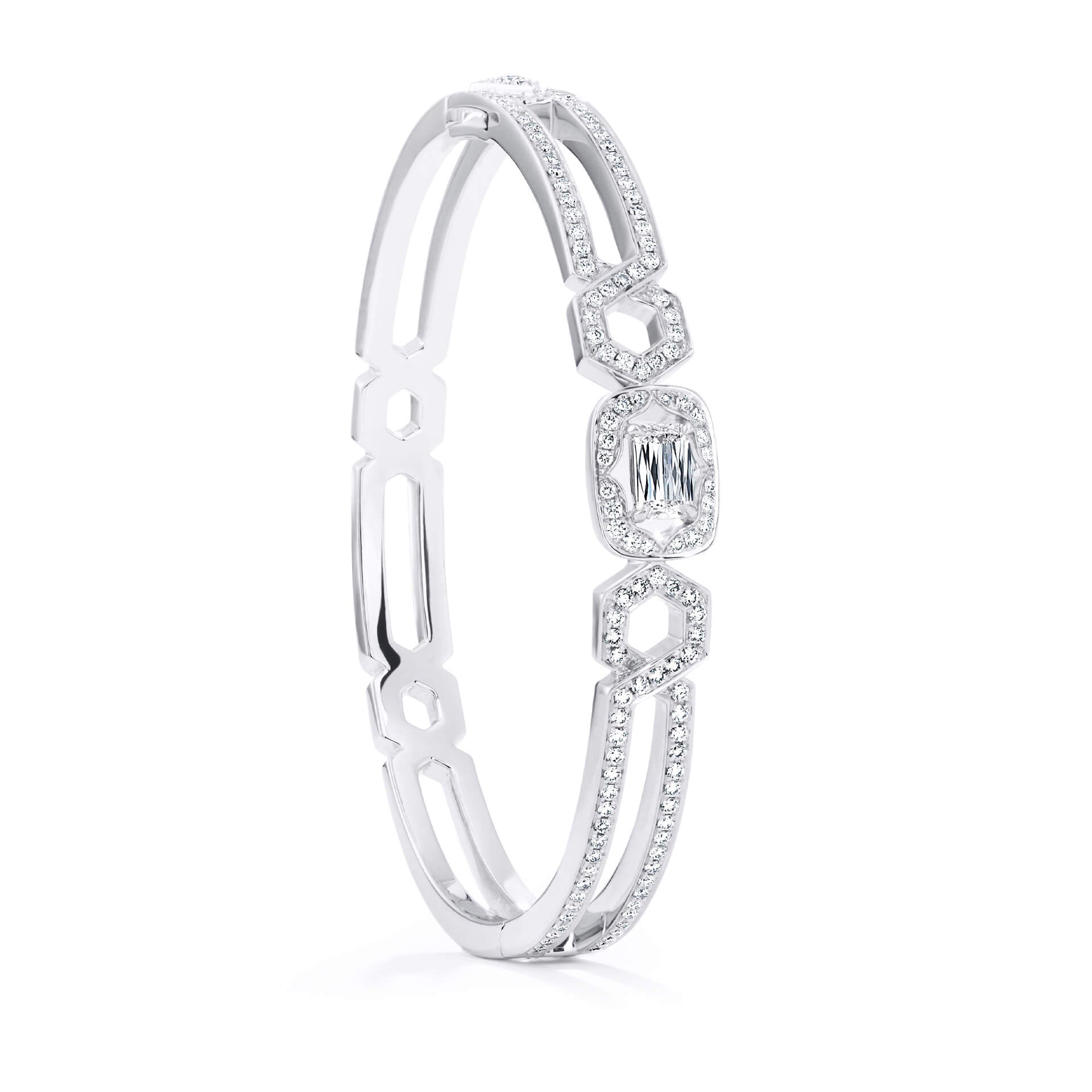 Mosaic Single Ashoka Platinum Diamond Bangle