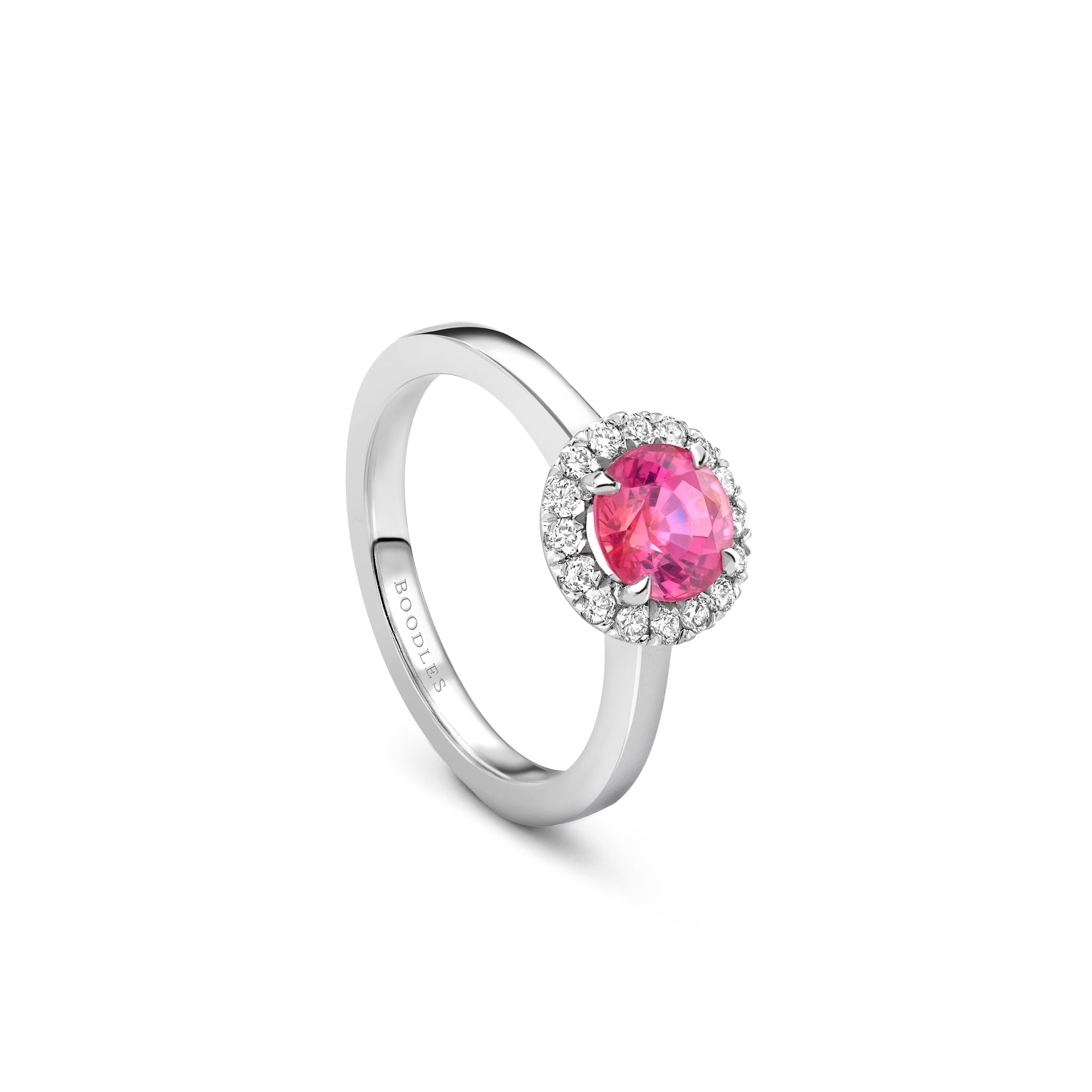 Vintage Round Pink Sapphire Platinum Ring | Boodles