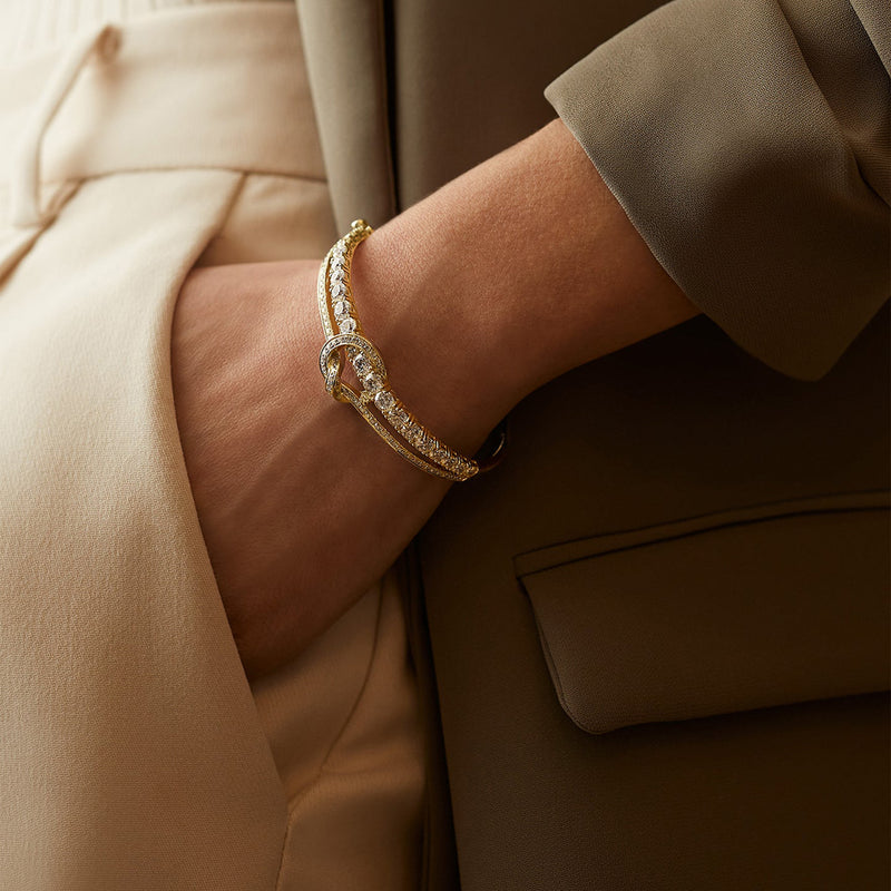The Knot Yellow Gold Diamond Large Bangle