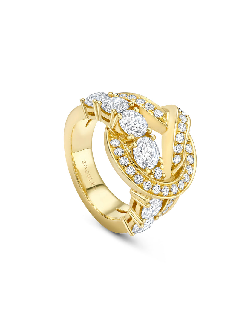 The Knot Large Yellow Gold Diamond Ring