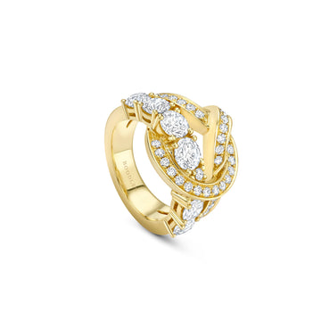 The Knot Large Yellow Gold Diamond Ring
