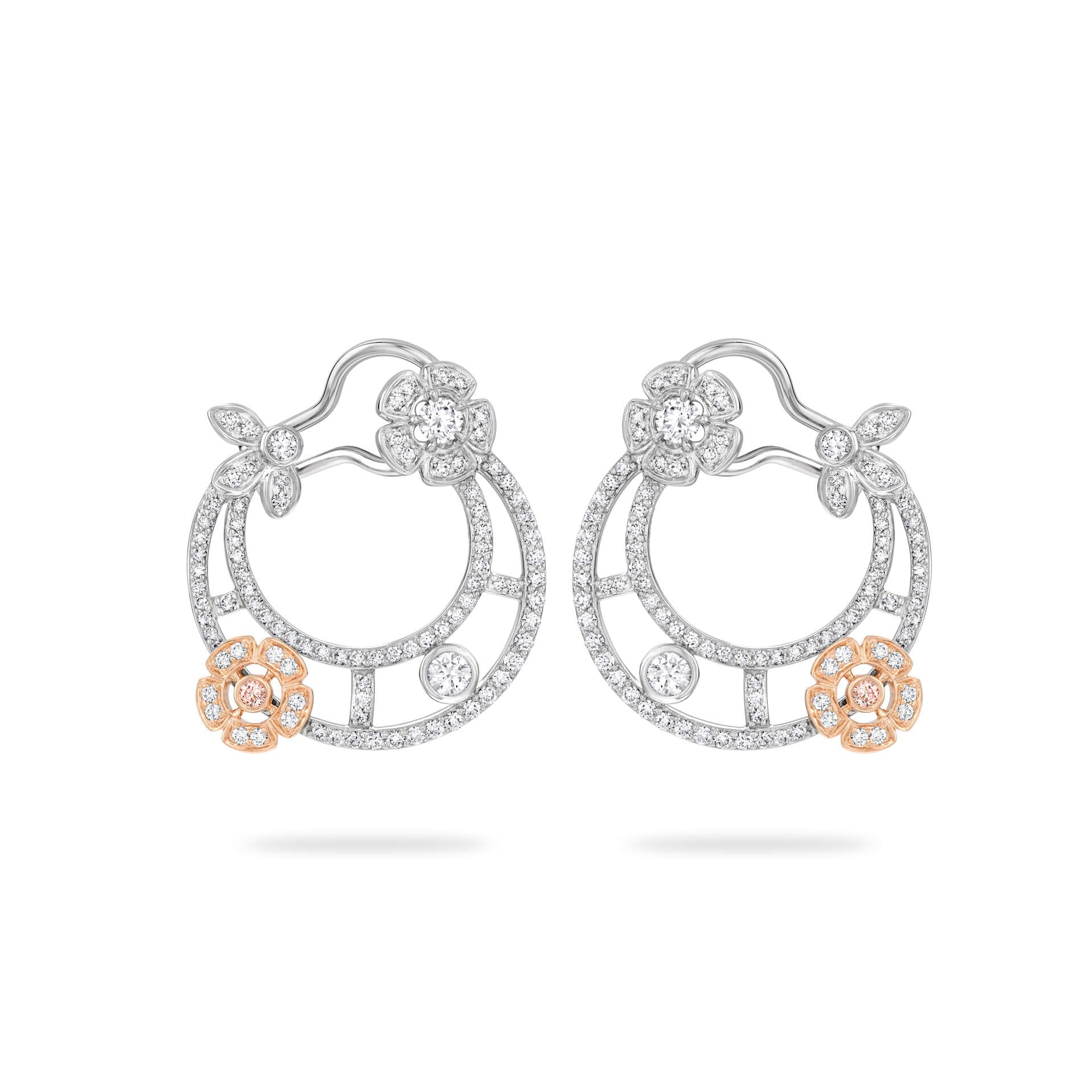 Secret Garden Flower Diamond Platinum Earrings