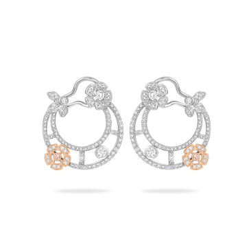 Secret Garden Flower Diamond Platinum Earrings