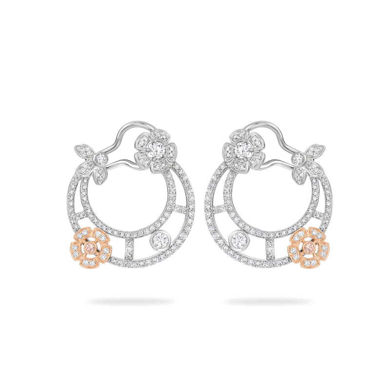 Secret Garden Flower Diamond Platinum Earrings