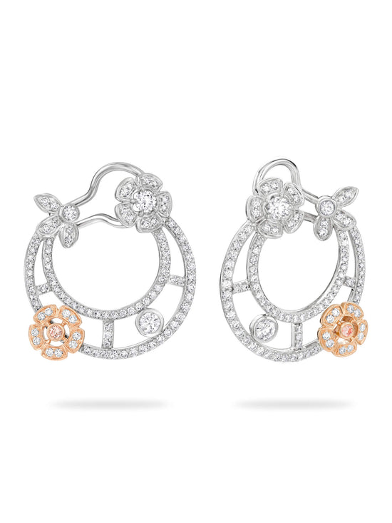 Secret Garden Flower Diamond Platinum Earrings