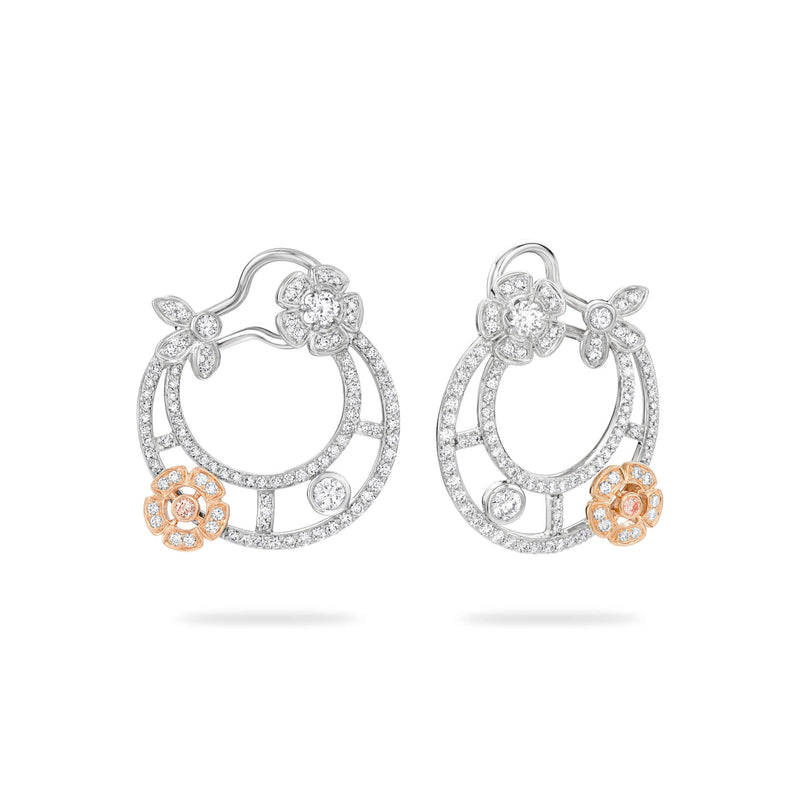 Secret Garden Flower Diamond Platinum Earrings