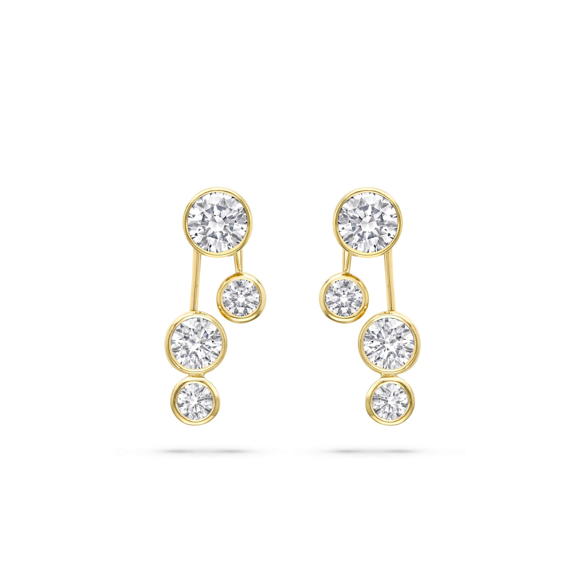 Raindance Large Detachable Double Drop Yellow Gold Earrings