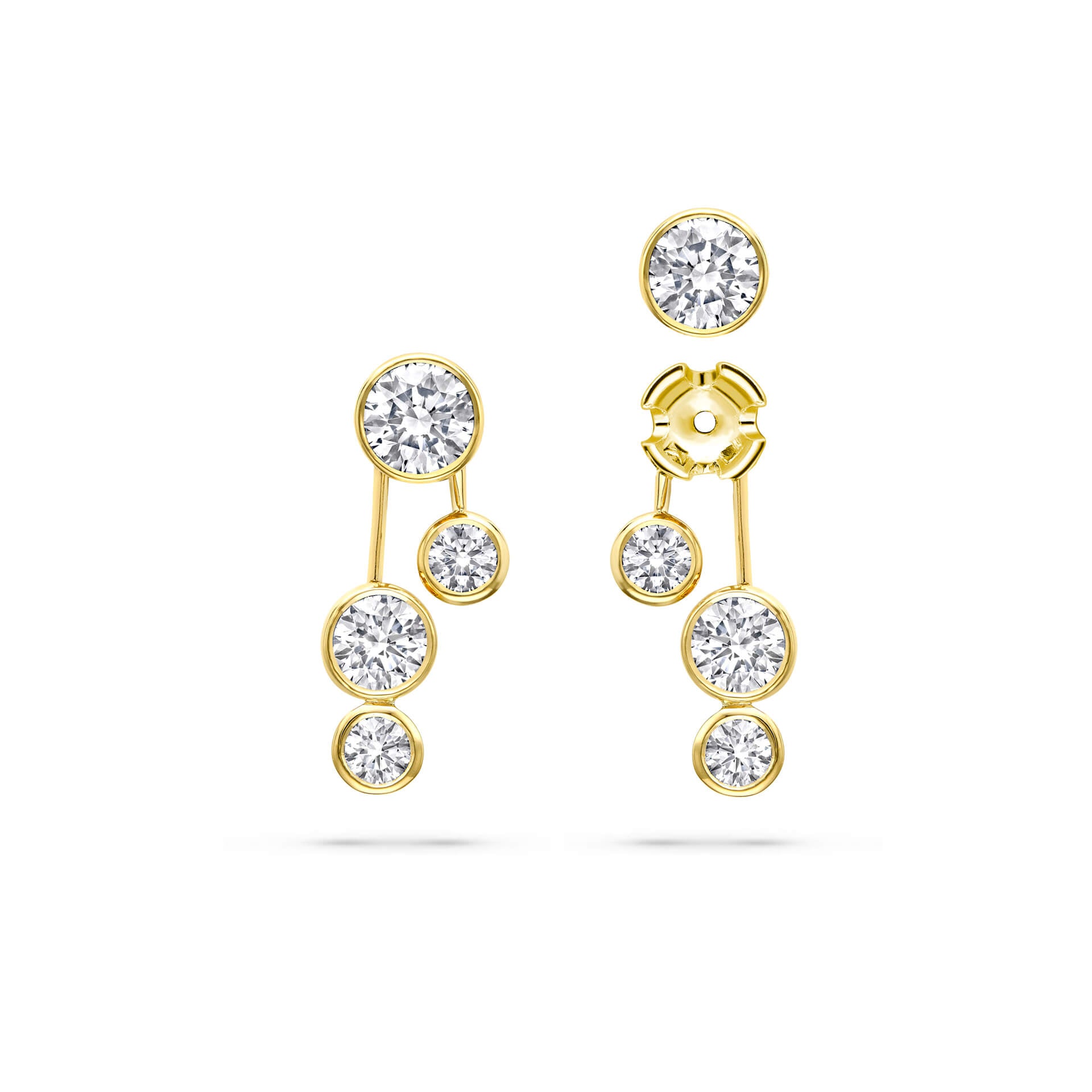 Raindance Large Detachable Double Drop Yellow Gold Earrings