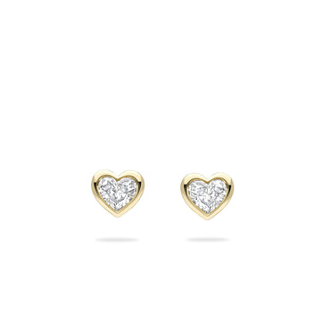 Florentine Heart Diamond Yellow Gold Earrings