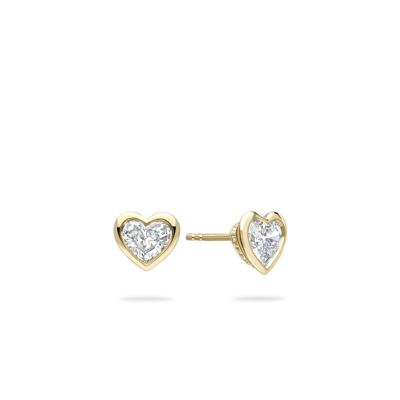Florentine Heart Diamond Yellow Gold Earrings