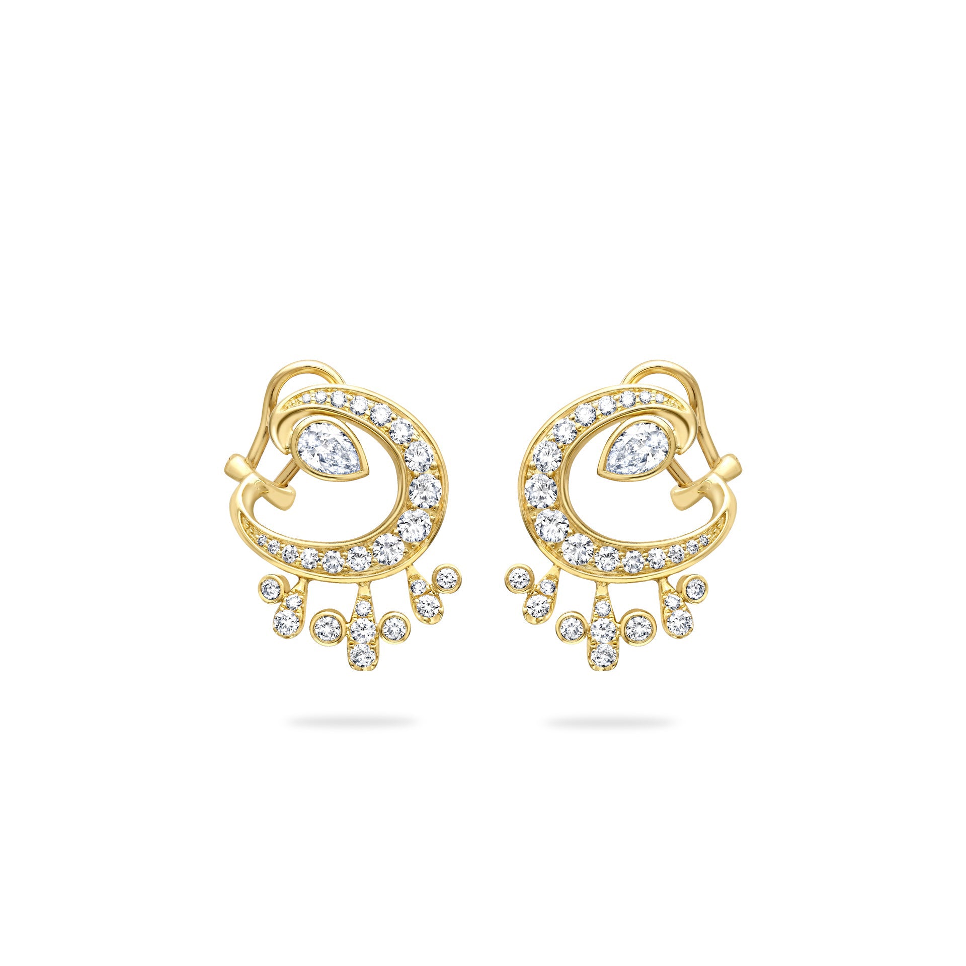 Lucky Yellow Gold Diamond Horseshoe Splash Earrings