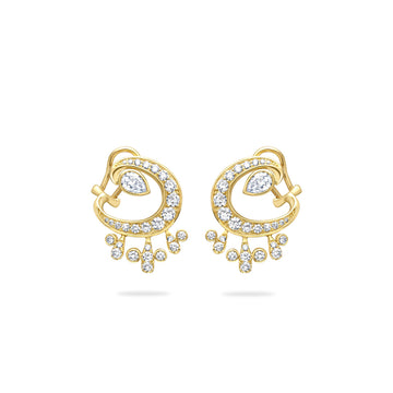 Lucky Yellow Gold Diamond Horseshoe Splash Earrings