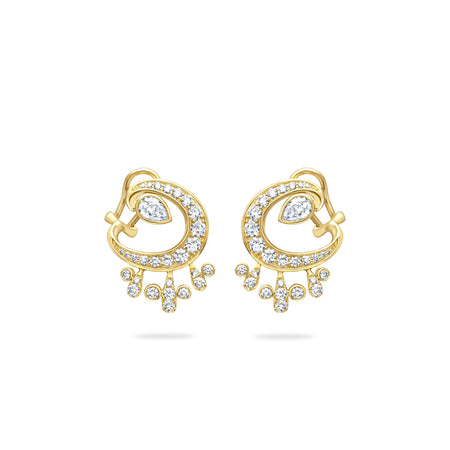 Lucky Yellow Gold Diamond Horseshoe Splash Earrings