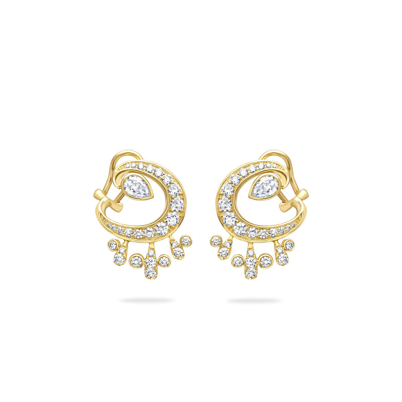 Lucky Yellow Gold Diamond Horseshoe Splash Earrings