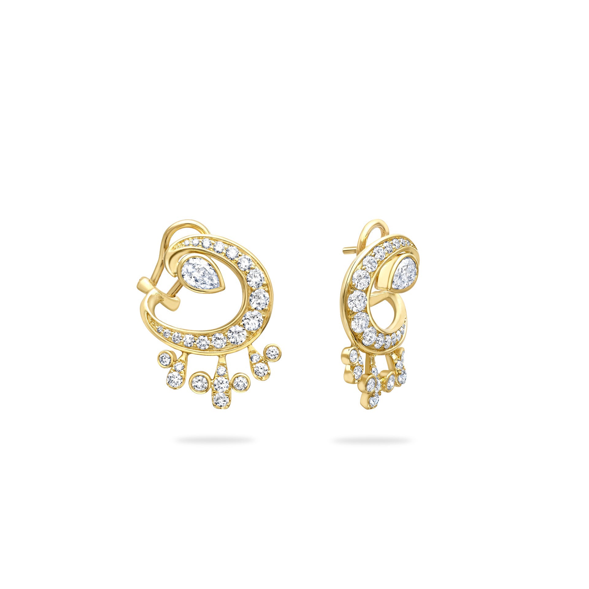 Lucky Yellow Gold Diamond Horseshoe Splash Earrings