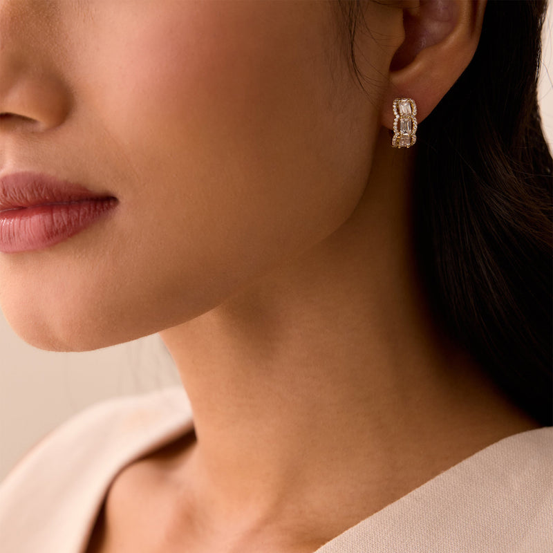 Ashoka Vintage Rose Gold Diamond Hoop Earrings