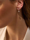 Classic Heart Diamond and Pink Diamond Platinum Drop Earrings