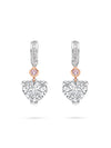 Classic Heart Diamond and Pink Diamond Platinum Drop Earrings