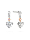 Classic Heart Diamond and Pink Diamond Platinum Drop Earrings