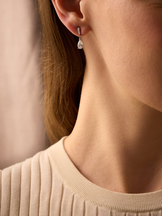 Classic Pear Diamond and Pink Diamond Drop Earrings