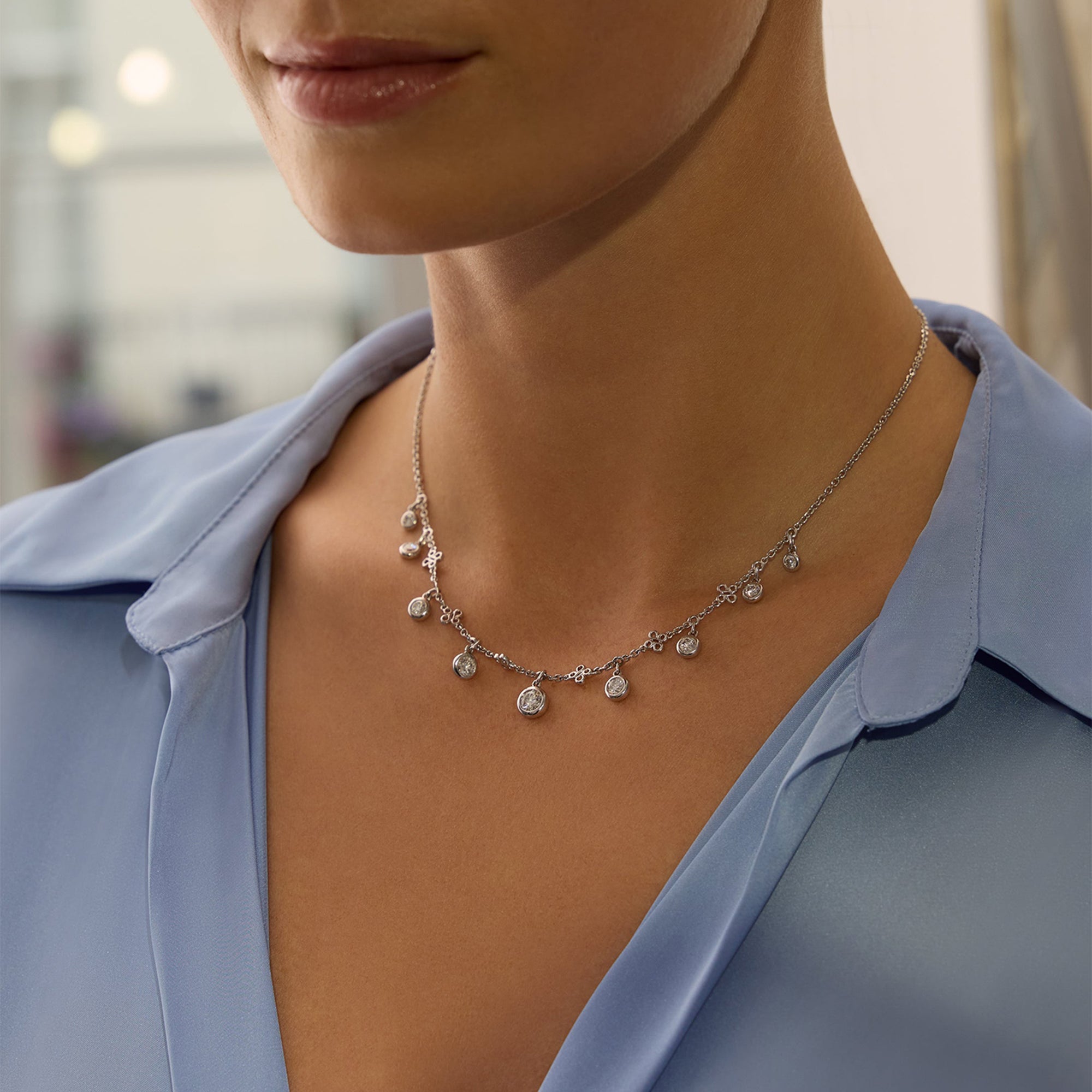 Beach Platinum Necklace and Earrings Set