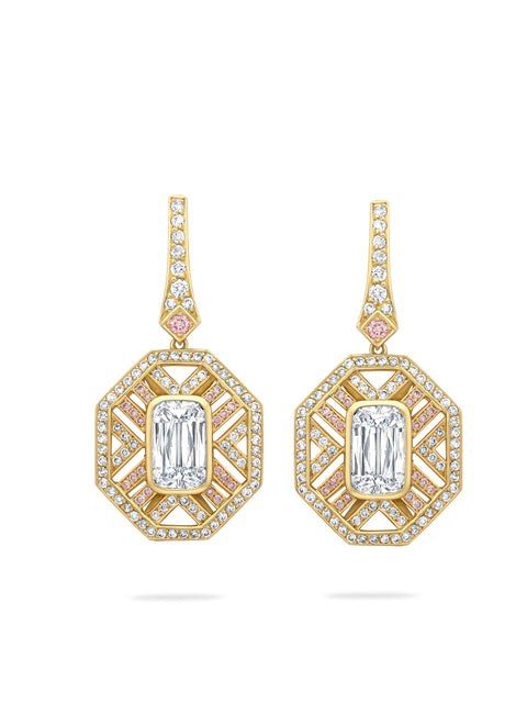 Fifth Avenue Ashoka Diamond Yellow Gold Earrings