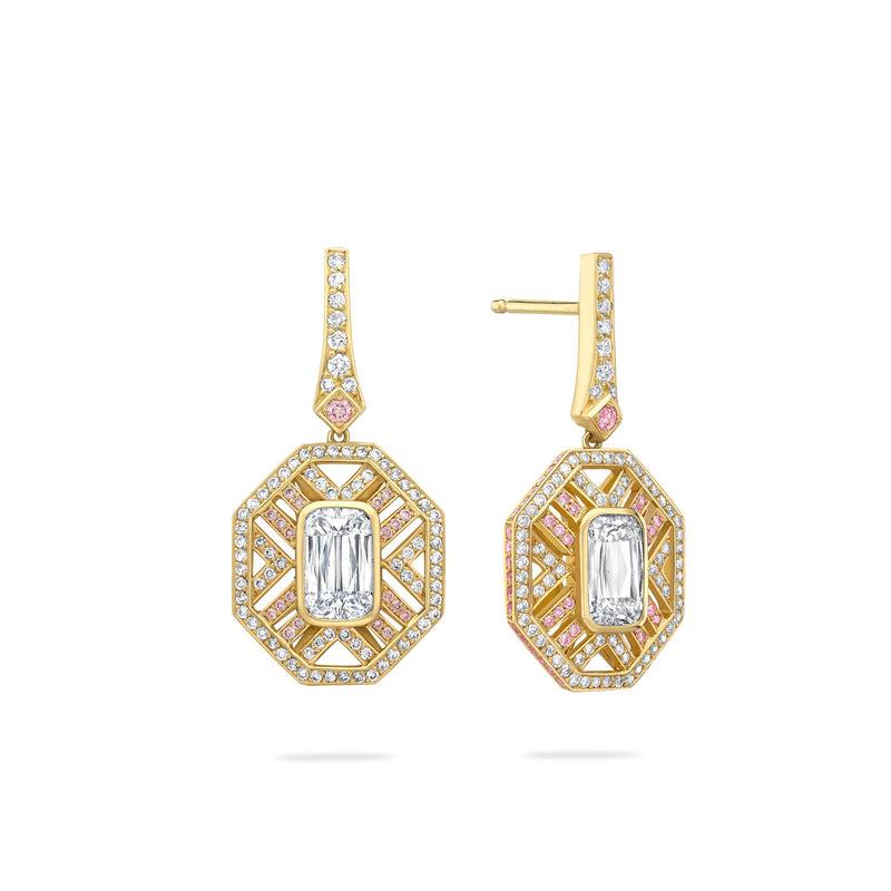 Fifth Avenue Ashoka Diamond Yellow Gold Earrings