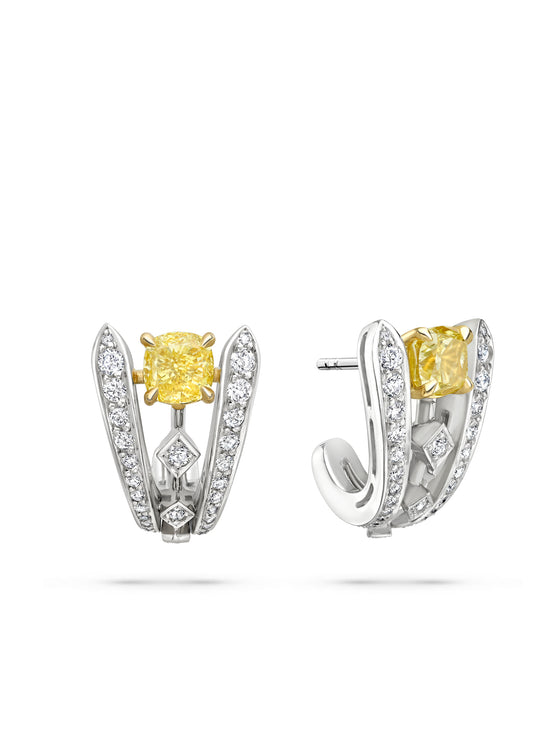 Peace of Mined Yellow Diamond Platinum Earrings