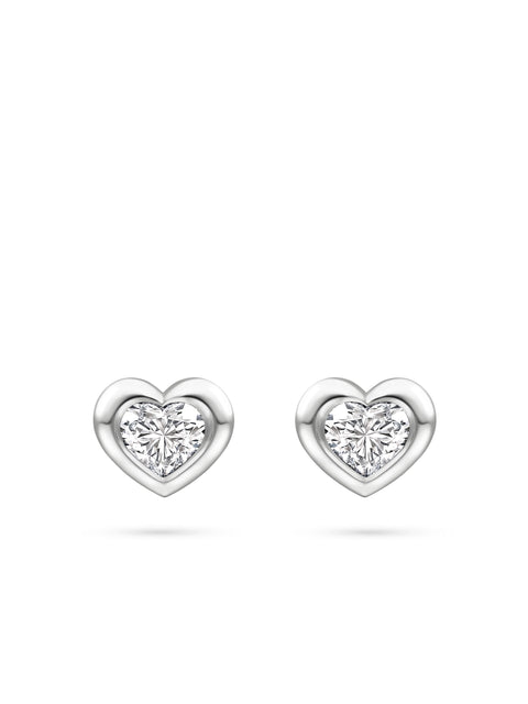 Florentine Heart Diamond Platinum Earrings