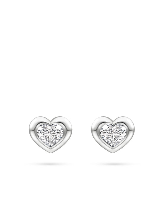 Florentine Heart Diamond Platinum Earrings