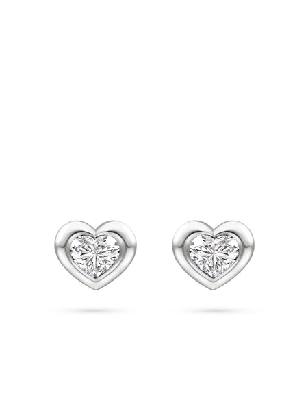 Florentine Heart Diamond Platinum Earrings