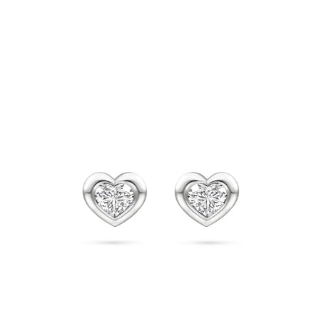 Florentine Heart Diamond Platinum Earrings
