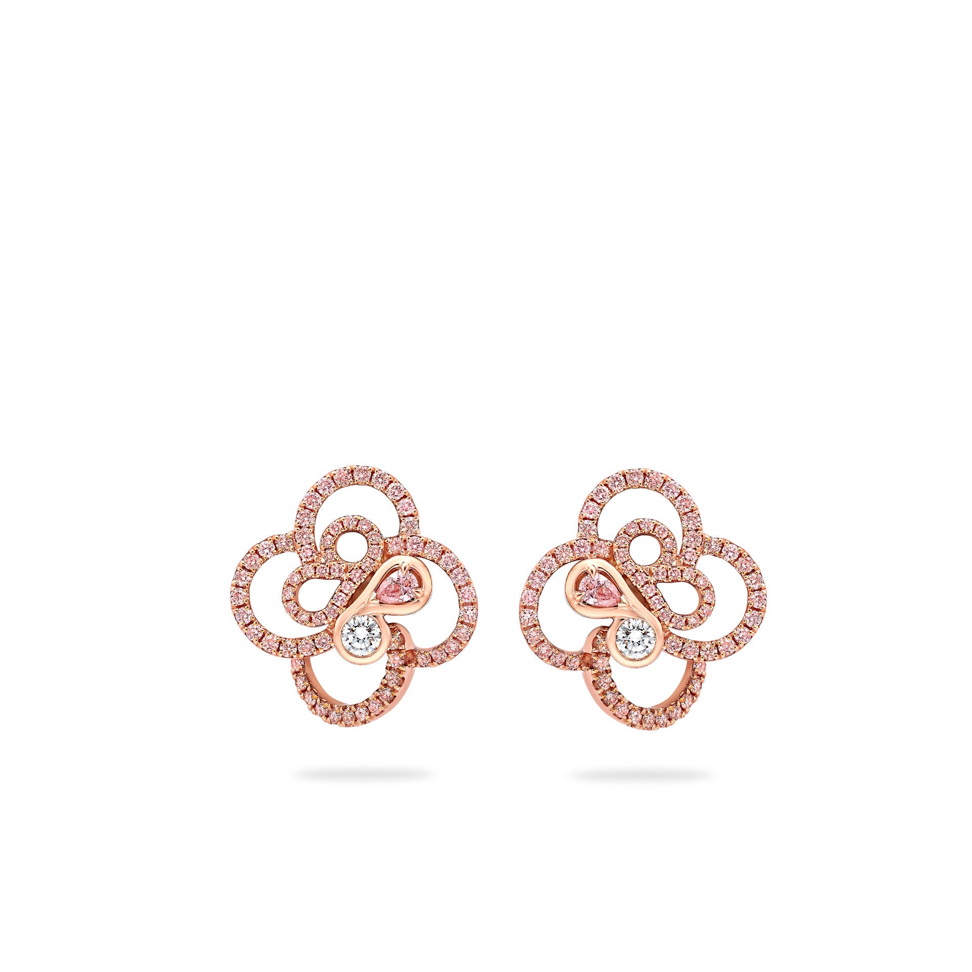 Be Boodles Pink and White Diamond Rose Gold Earrings