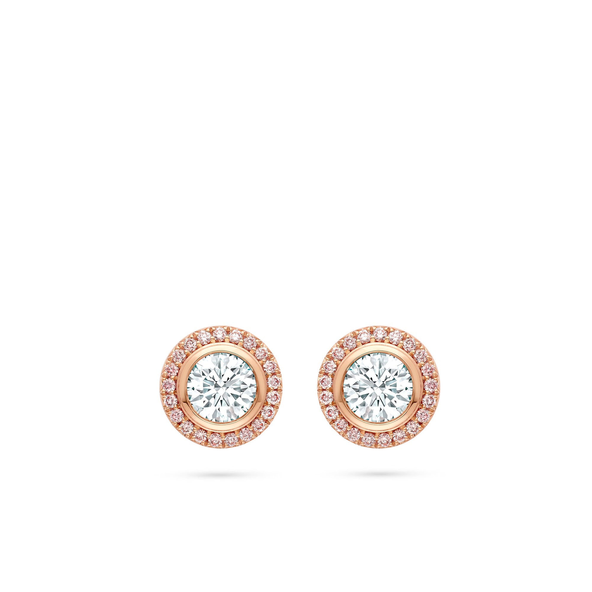 Vintage Pink and White Diamond Rose Gold Stud Earrings