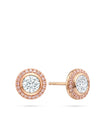 Vintage Pink and White Diamond Rose Gold Stud Earrings
