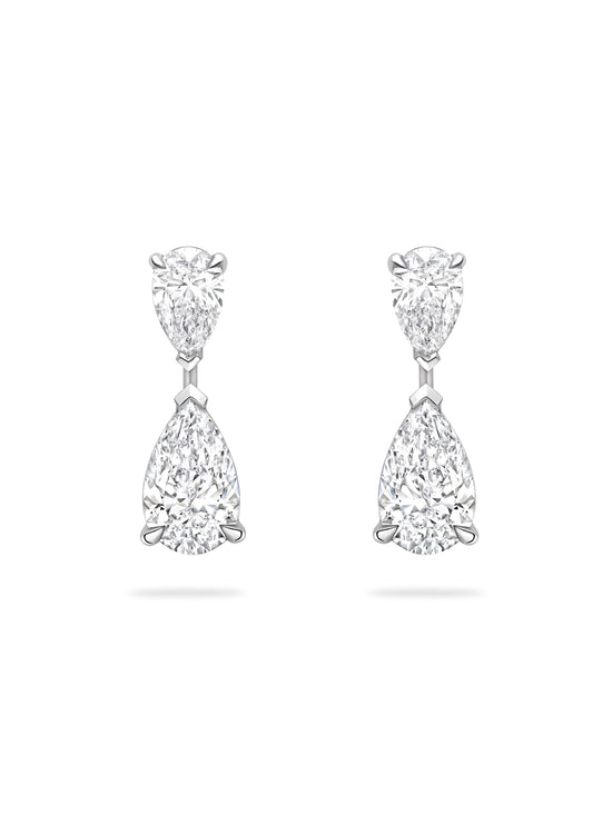 Classic Pear Diamond Drop Platinum Earrings