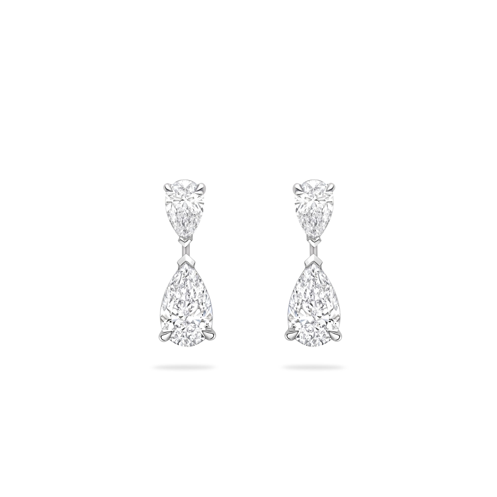 Classic Pear Diamond Drop Platinum Earrings