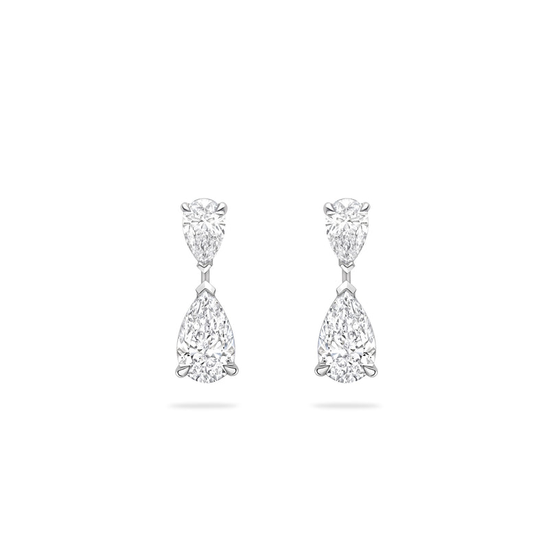 Classic Pear Diamond Drop Platinum Earrings