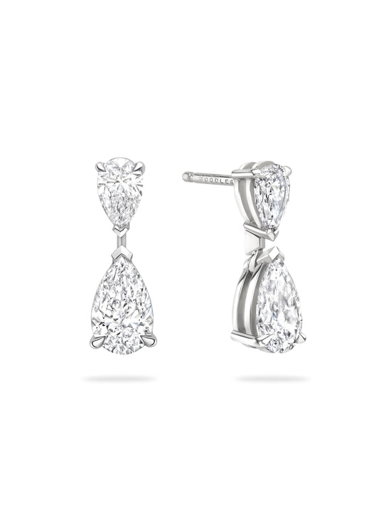 Classic Pear Diamond Drop Platinum Earrings