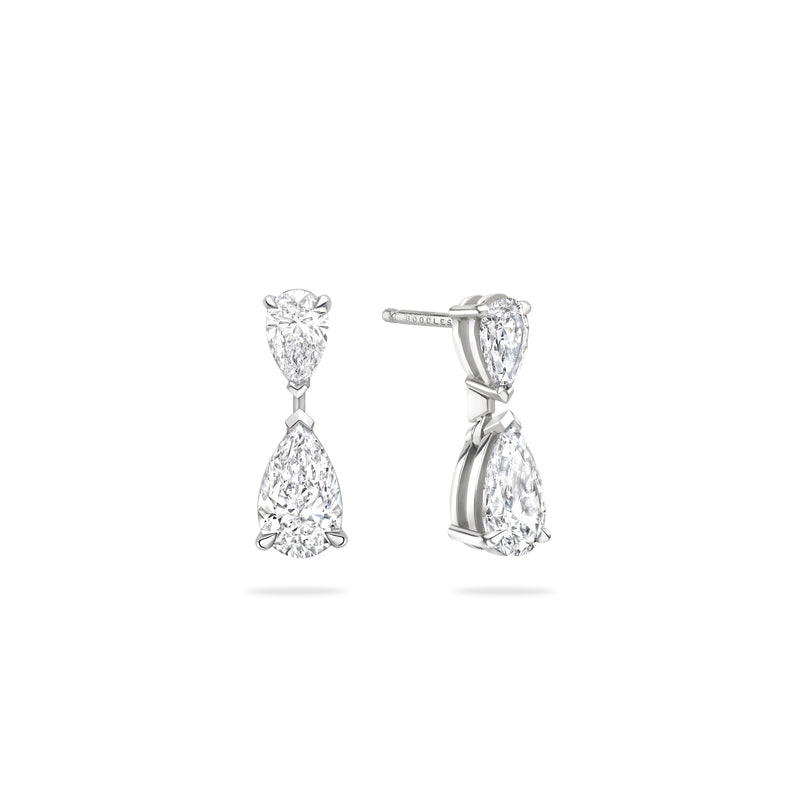 Classic Pear Diamond Drop Platinum Earrings