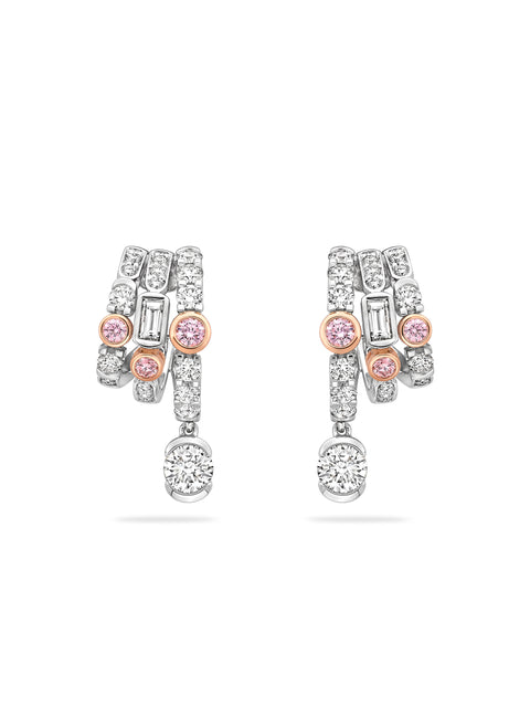 The National Gallery Play of Light Pink Diamond Platinum Earrings