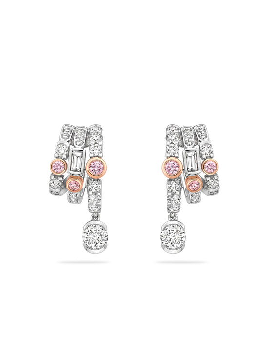 The National Gallery Play of Light Pink Diamond Platinum Earrings