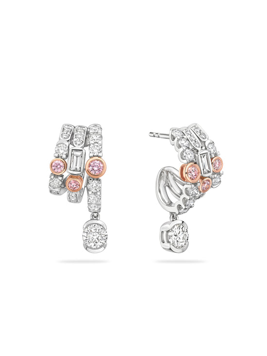 The National Gallery Play of Light Pink Diamond Platinum Earrings